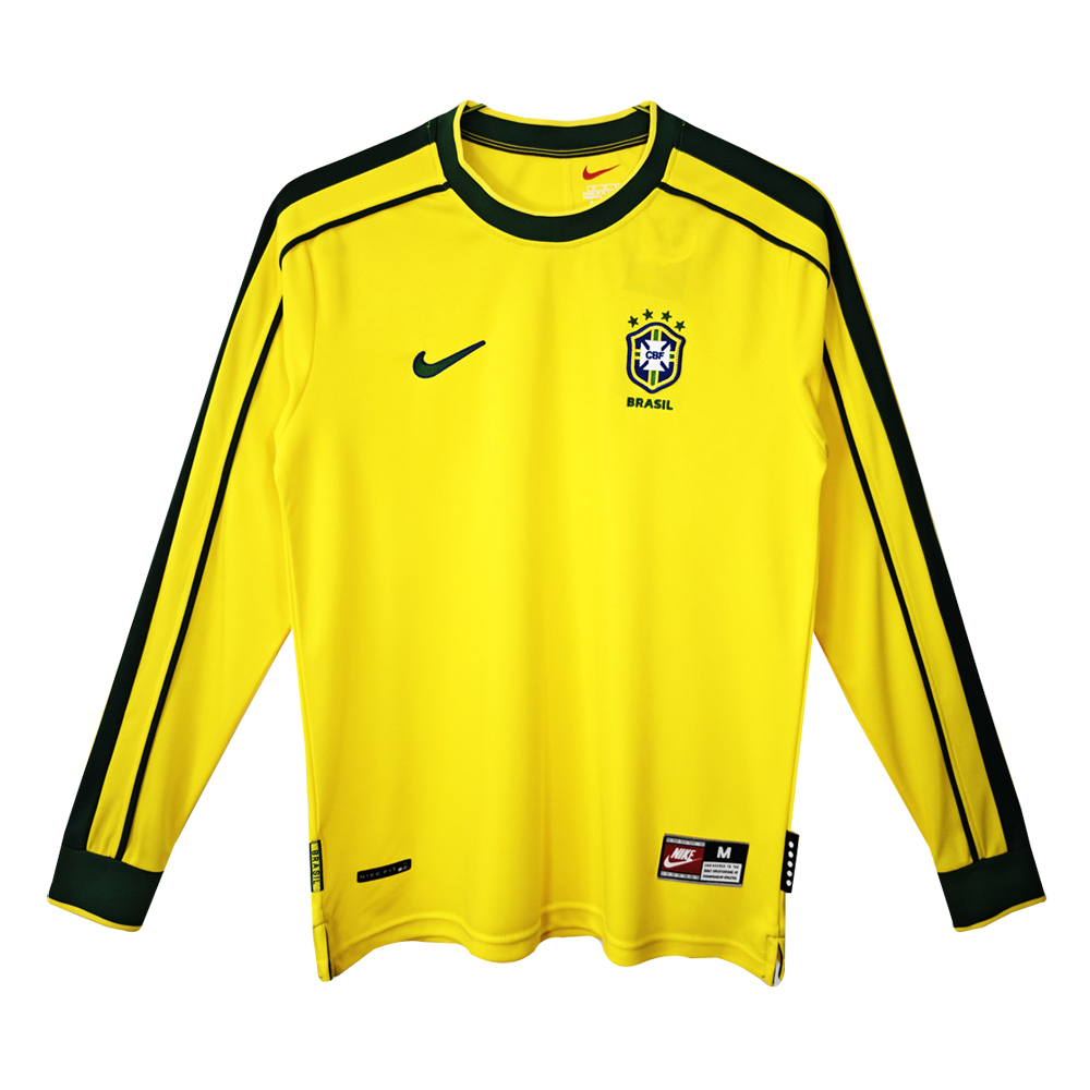 Mens Brazil Retro Home Jersey Long Sleeve 1998