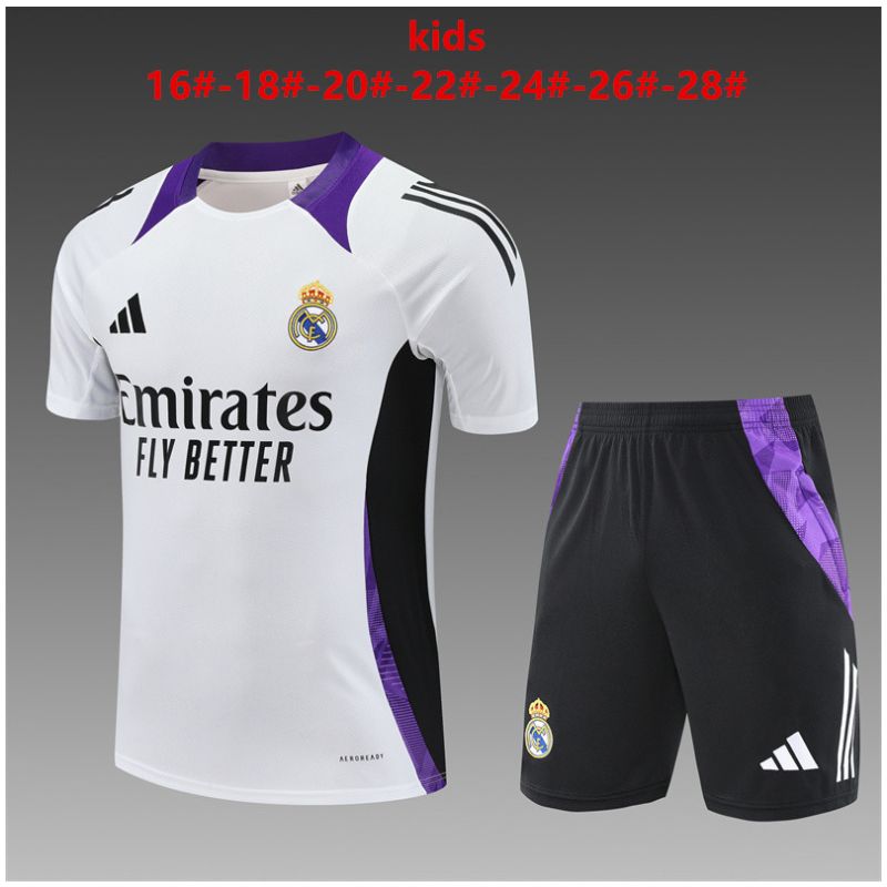 Kids Real Madrid Short Training Suit White 2024/25