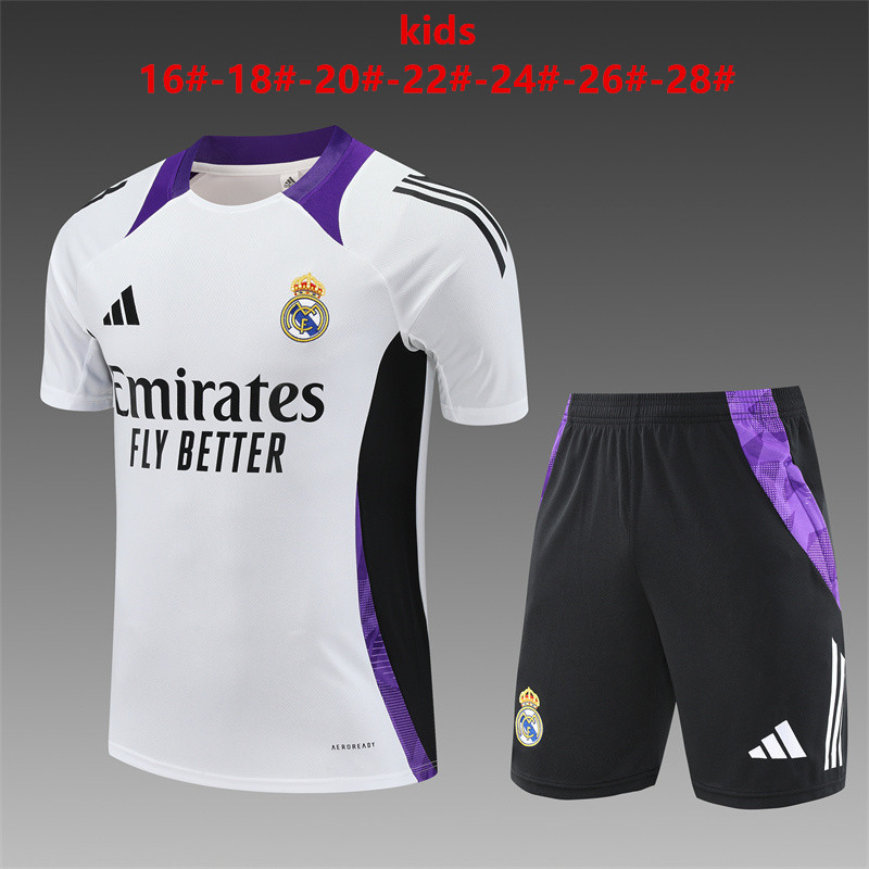 Kids Real Madrid Short Training Suit White 2024/25