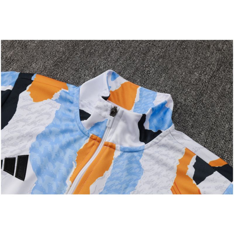 Mens Real Madrid Jacket + Pants Training Suit Camouflage White 2024/25