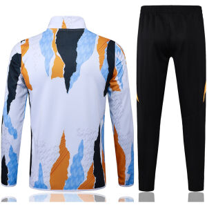 Mens Real Madrid Jacket + Pants Training Suit Camouflage White 2024/25