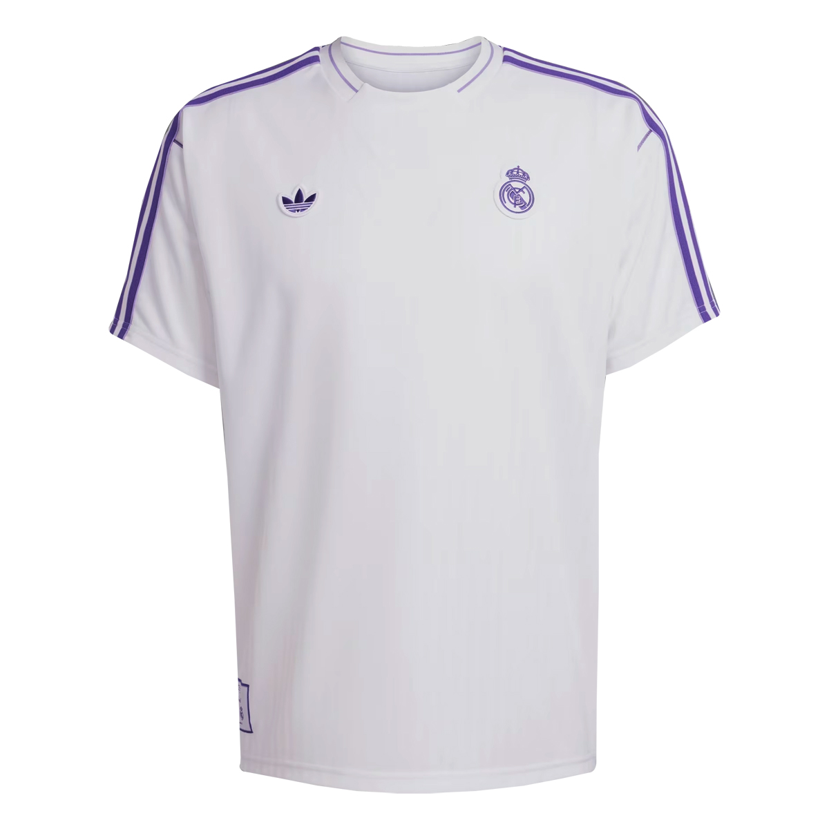 Mens Adidas Originals Real Madrid Jersey 3 Stripes Pure Cotton White Shirt 2024/25