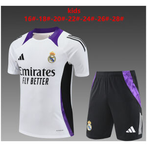 Kids Real Madrid Short Training Suit White 2024/25