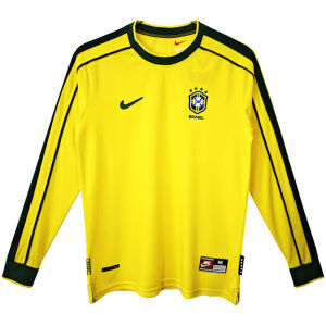 Mens Brazil Retro Home Jersey Long Sleeve 1998