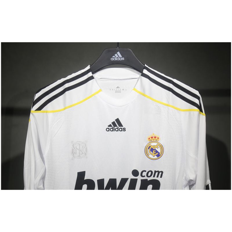 Mens Real Madrid Retro Home Authentic Long Sleeve Jersey 2009/10 – Match