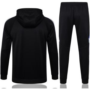 Mens Real Madrid Hoodie Sweatshirt + Pants Training Suit Black 2024/25