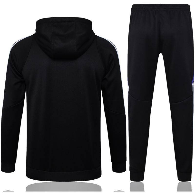 Mens Real Madrid Hoodie Sweatshirt + Pants Training Suit Black 2024/25