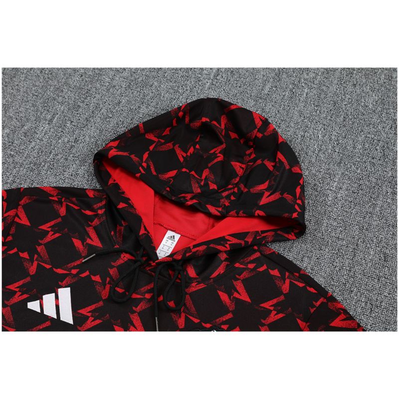 Mens Manchester United Hoodie Sweatshirt + Pants Training Suit Red – Black 2025/26