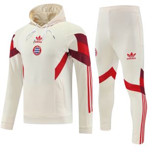 Mens Bayern Munich Hoodie Sweatshirt + Pants Training Suit Beige 2025/26