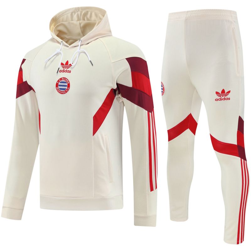Mens Bayern Munich Hoodie Sweatshirt + Pants Training Suit Beige 2025/26