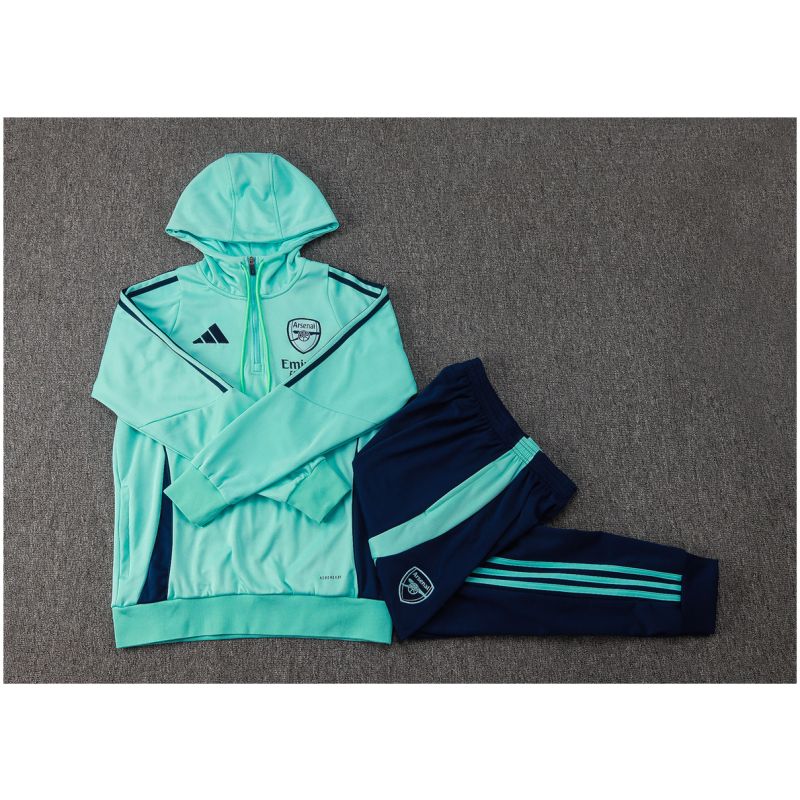 Kids Arsenal Hoodie Sweatshirt + Pants Suit Light Green 2024/25