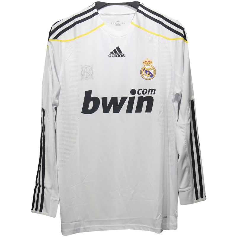 Mens Real Madrid Retro Home Authentic Long Sleeve Jersey 2009/10 – Match