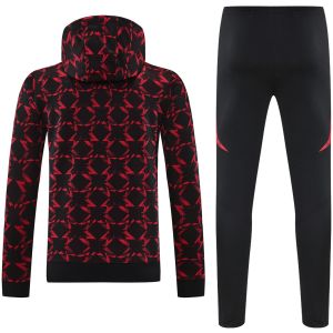 Mens Manchester United Hoodie Sweatshirt + Pants Training Suit Red – Black 2025/26