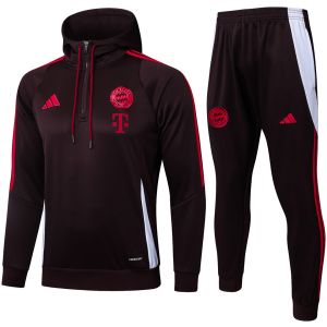 Mens Bayern Munich Hoodie Sweatshirt + Pants Training Suit Brown 2024/25