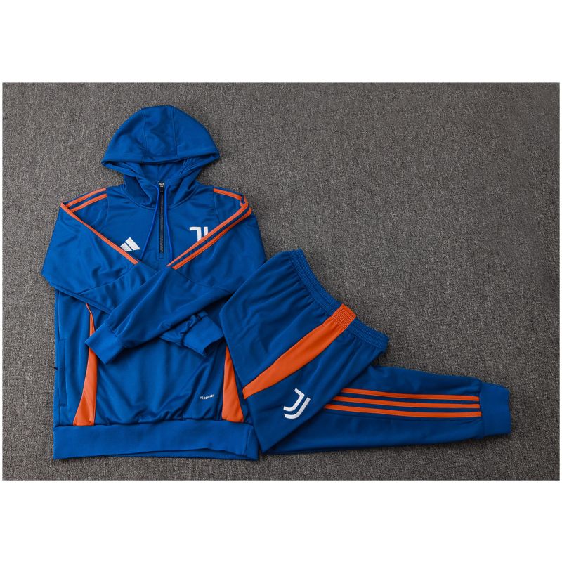 Kids Juventus Hoodie Sweatshirt + Pants Suit Blue 2024/25