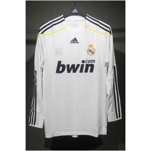 Mens Real Madrid Retro Home Authentic Long Sleeve Jersey 2009/10 – Match