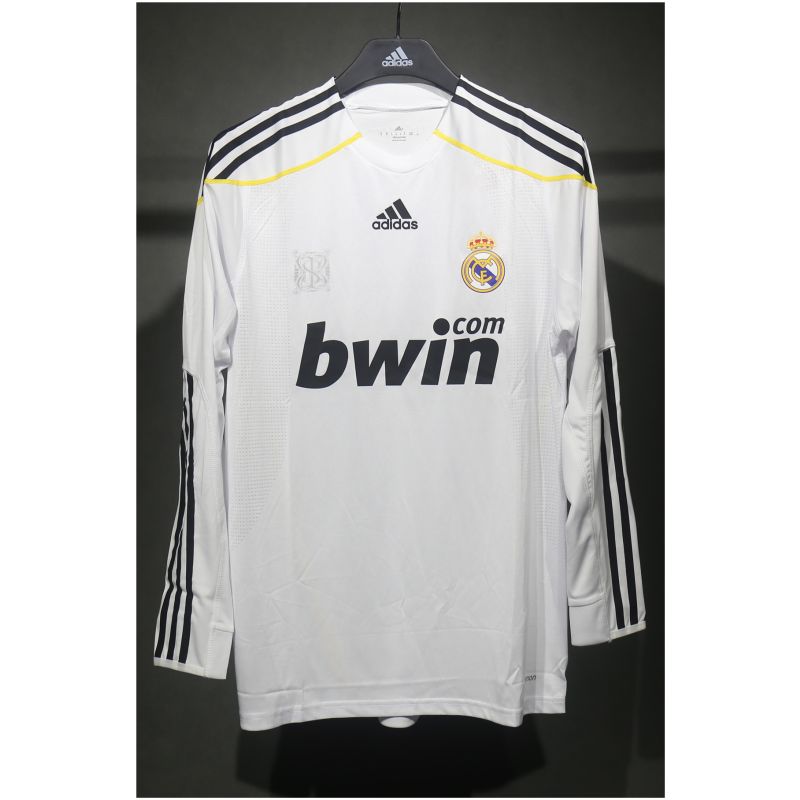 Mens Real Madrid Retro Home Authentic Long Sleeve Jersey 2009/10 – Match