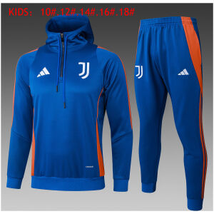 Kids Juventus Hoodie Sweatshirt + Pants Suit Blue 2024/25
