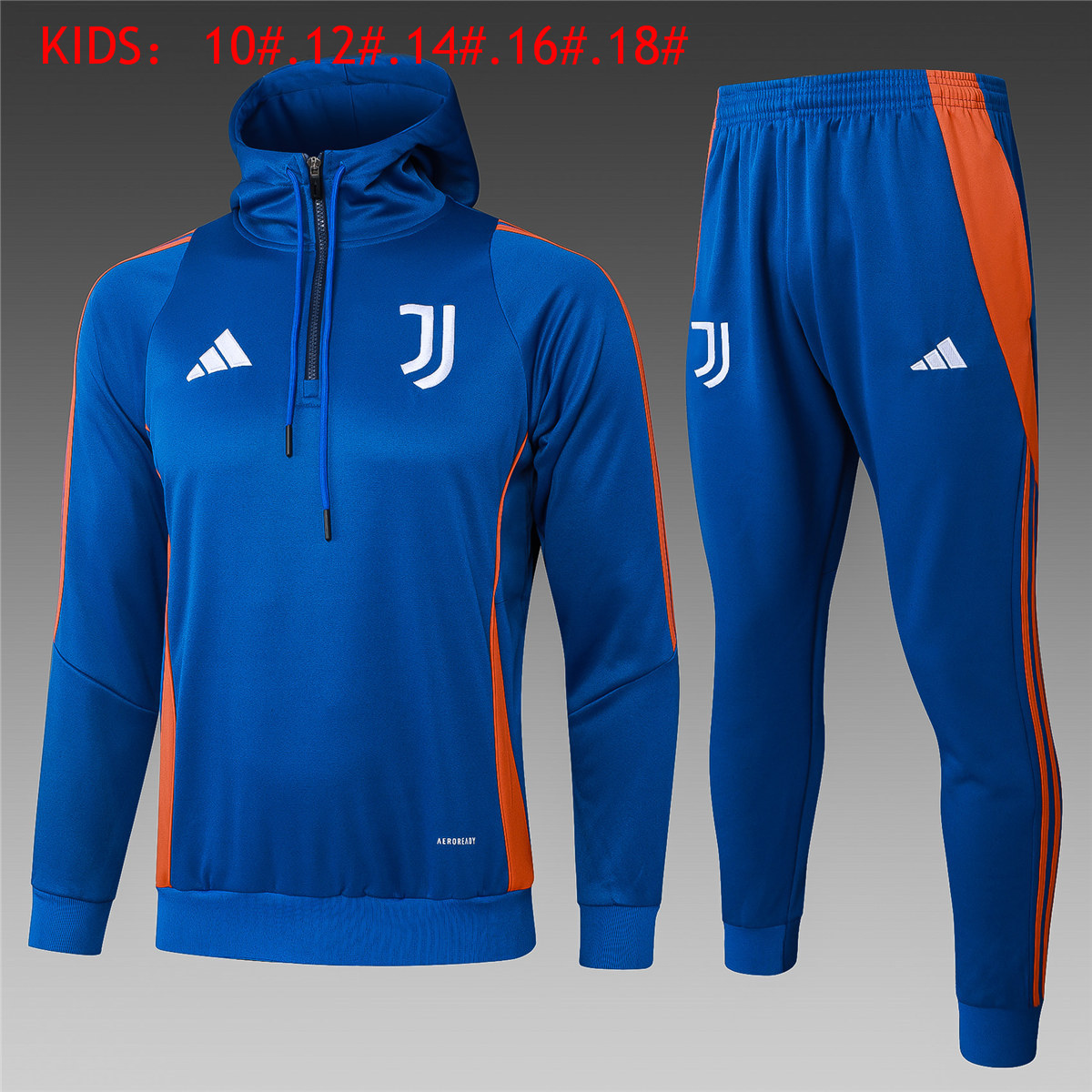 Kids Juventus Hoodie Sweatshirt + Pants Suit Blue 2024/25