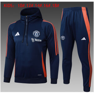 Kids Manchester United Hoodie Sweatshirt + Pants Suit Royal 2024/25