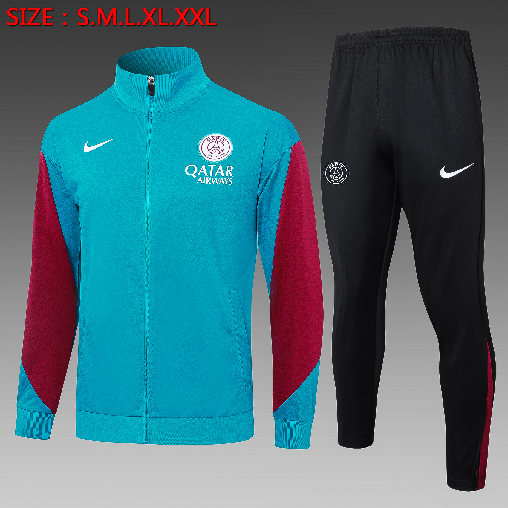 Kids PSG Jacket + Pants Training Suit Lake Blue 2024/25