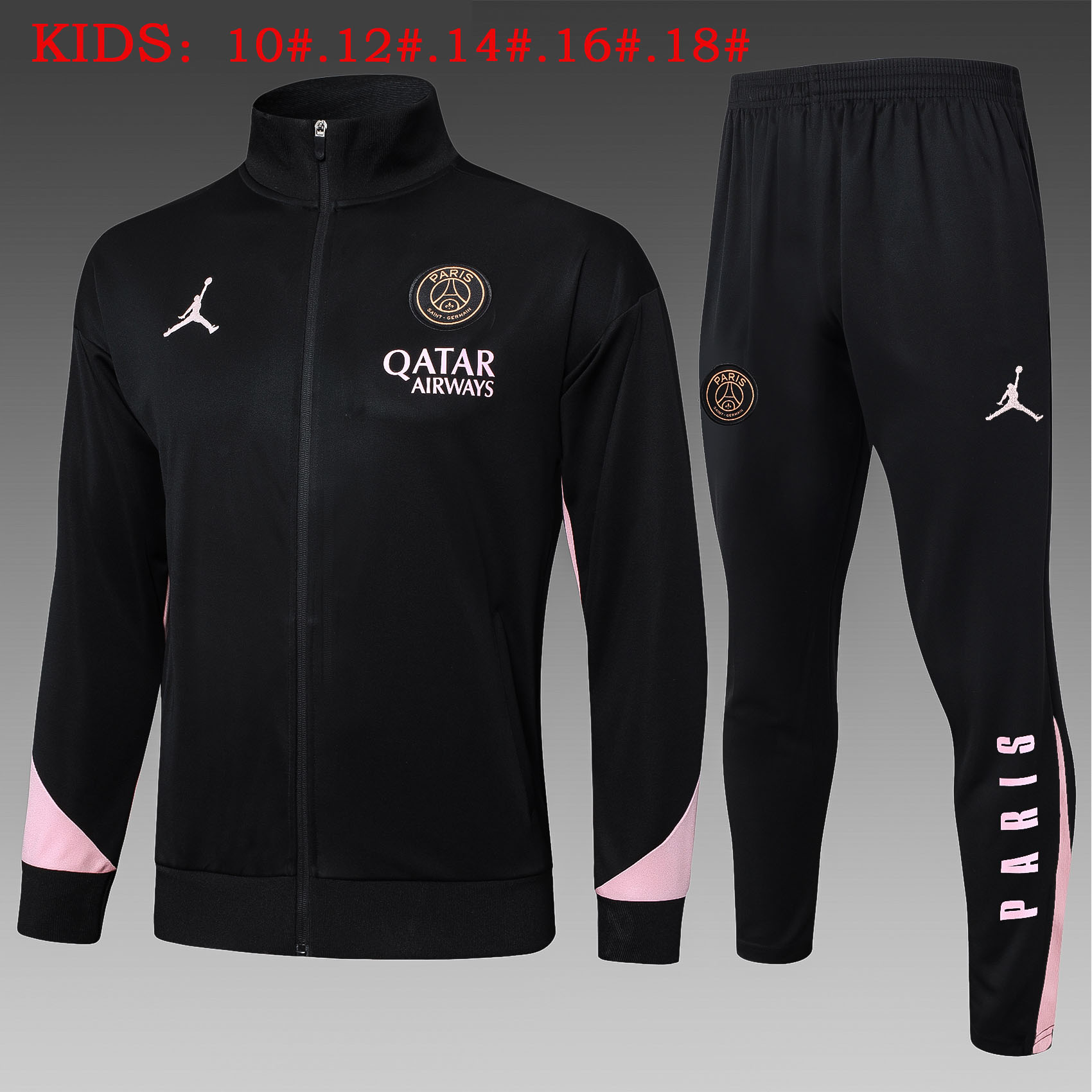 Kids PSG x Jordan Jacket + Pants Training Suit Black 2024/25