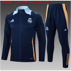 Kids Real Madrid Jacket + Pants Training Suit Royal 2024/25