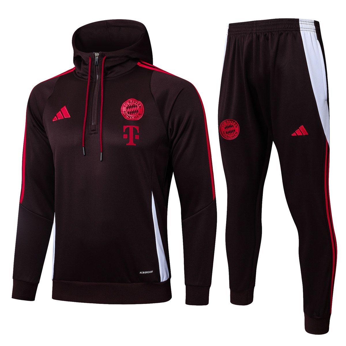 Mens Bayern Munich Hoodie Sweatshirt + Pants Training Suit Brown 2024/25