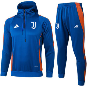 Mens Juventus Hoodie Sweatshirt + Pants Training Suit Blue 2024/25