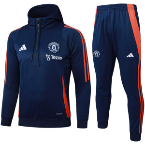 Mens Manchester United Hoodie Sweatshirt + Pants Training Suit Royal 2024/25