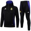 Mens Real Madrid Hoodie Sweatshirt + Pants Training Suit Black 2024/25