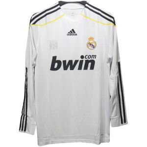 Mens Real Madrid Retro Home Authentic Long Sleeve Jersey 2009/10 – Match