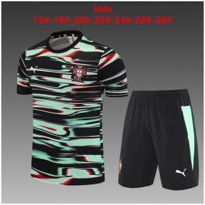 Kids Portugal Short Training Suit Black – Green 2025