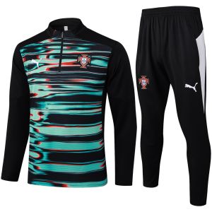 Mens Portugal Training Suit Black – Green 2025