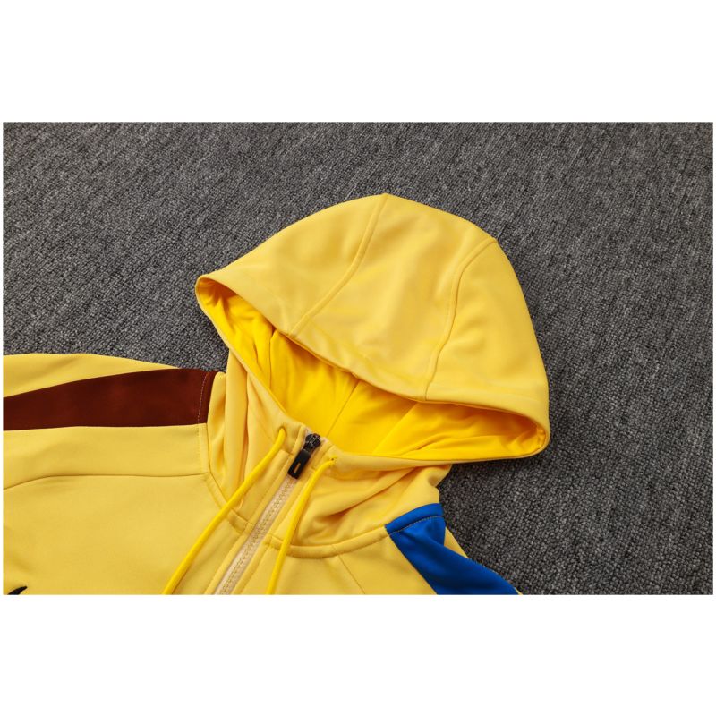 Mens Barcelona Hoodie Sweatshirt + Pants Training Suit Yellow 2025/26