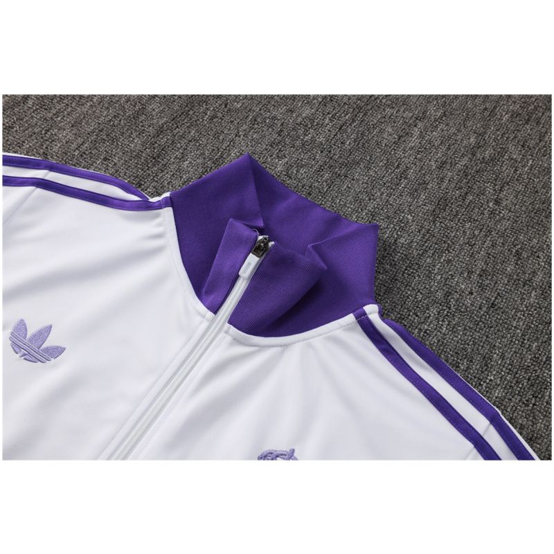Mens Real Madrid Jacket + Pants Training Suit White – Purple 2025/26