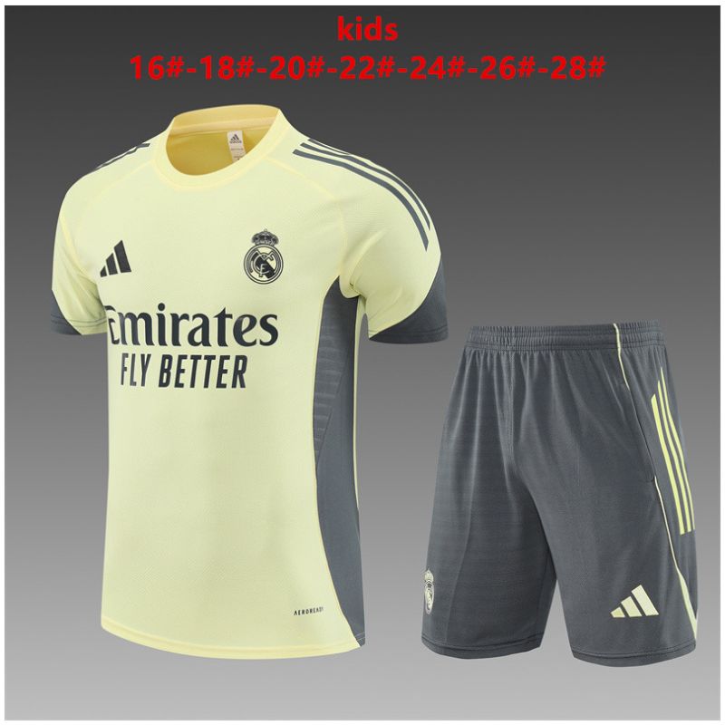 Kids Real Madrid Short Training Suit Yellow 2025/26