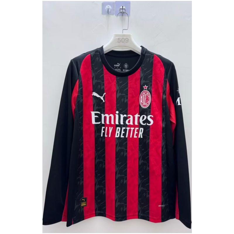 Mens AC Milan Home Jersey Long Sleeve 2025/26