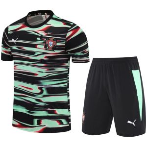 Mens Portugal Short Training Suit Black – Green 2025