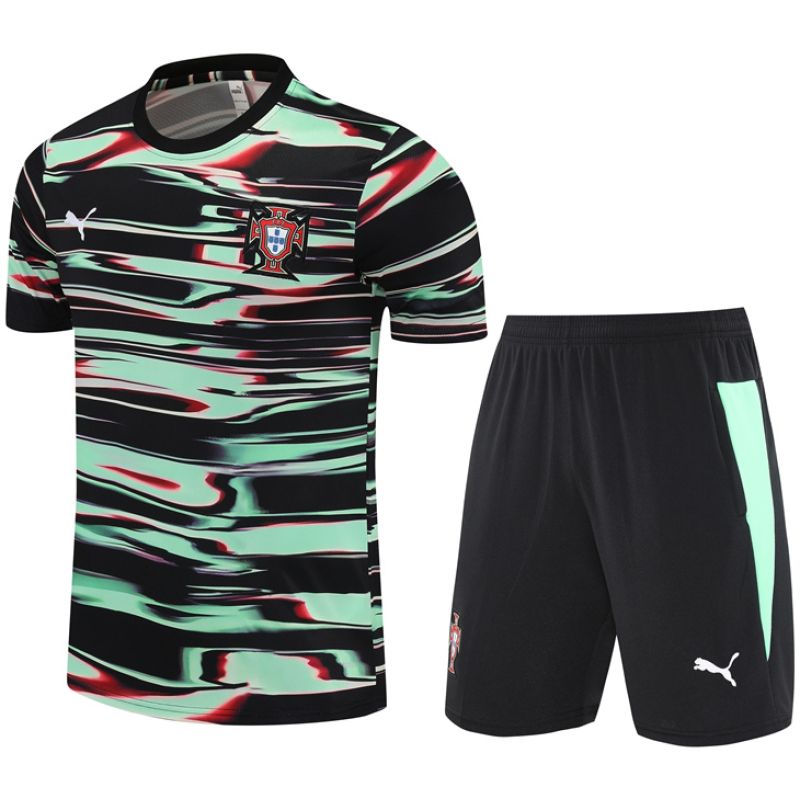 Mens Portugal Short Training Suit Black – Green 2025