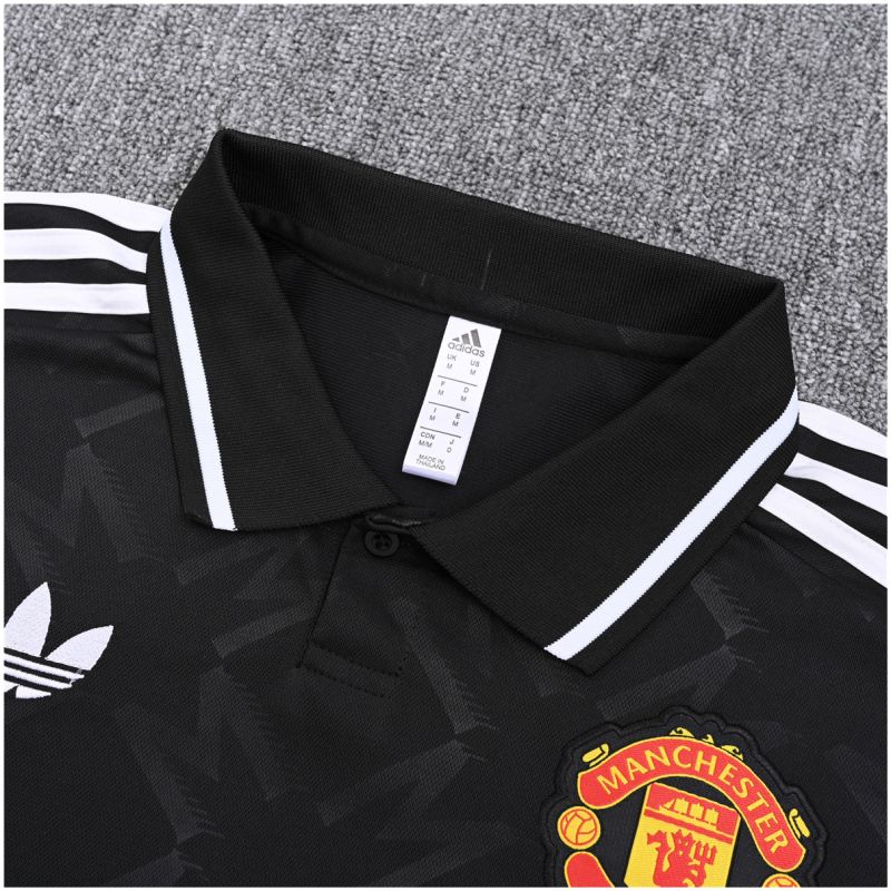 Mens Manchester United Polo Shirt Black 2025/26