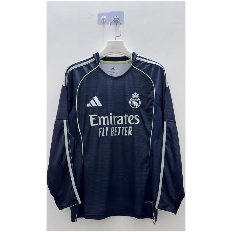 Mens Real Madrid Away Jersey Long Sleeve 2025/26