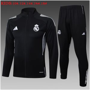 Kids Real Madrid Jacket + Pants Training Suit Black 2025/26