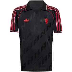 Mens Adidas Originals Manchester United Jersey 3 Stripes Pure Cotton Black Shirt 2025/26 – Match