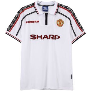 Mens Manchester United Retro White Jersey 1998/99