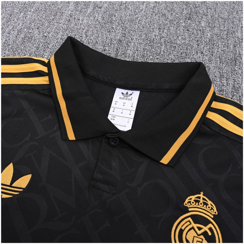 Mens Real Madrid Polo Shirt Black 2025/26