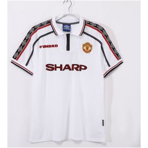 Mens Manchester United Retro White Jersey 1998/99