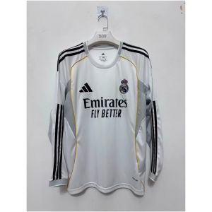 Mens Real Madrid Home Jersey Long Sleeve 2025/26