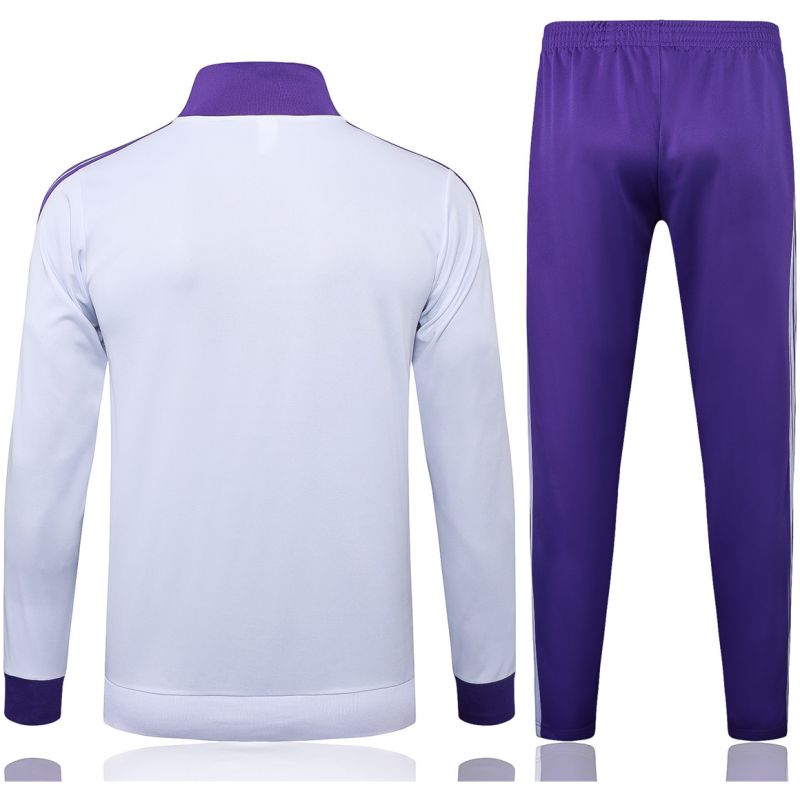 Mens Real Madrid Jacket + Pants Training Suit White – Purple 2025/26