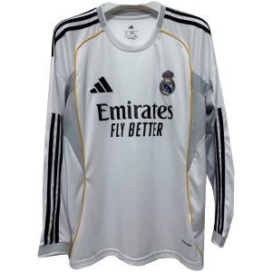 Mens Real Madrid Home Jersey Long Sleeve 2025/26